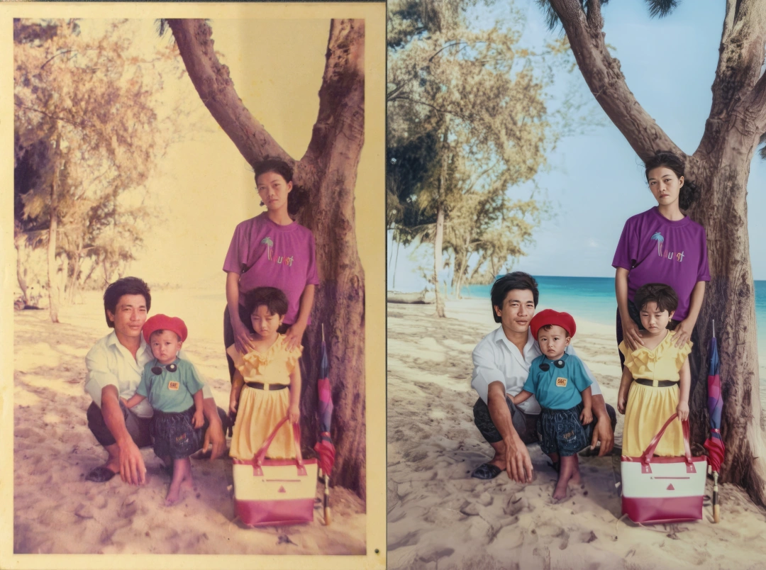 Phục hồi ảnh cũ bị rách, phai màu ở Cam Ranh